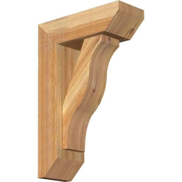 Ekena Millwork Funston Slat Rough Sawn Bracket w/ Offset Brace, Western Red Cedar, 6"W x 16"D x 24"H BKT0604X16X24FST06RWR - main